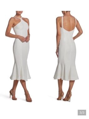 NWT  MSRP 250 Dress the Population White Midi  Mermaid Dress Size L